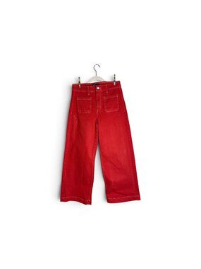 Gap Cherry Red High-Rise Wide-Leg Crop Jeans Size 8